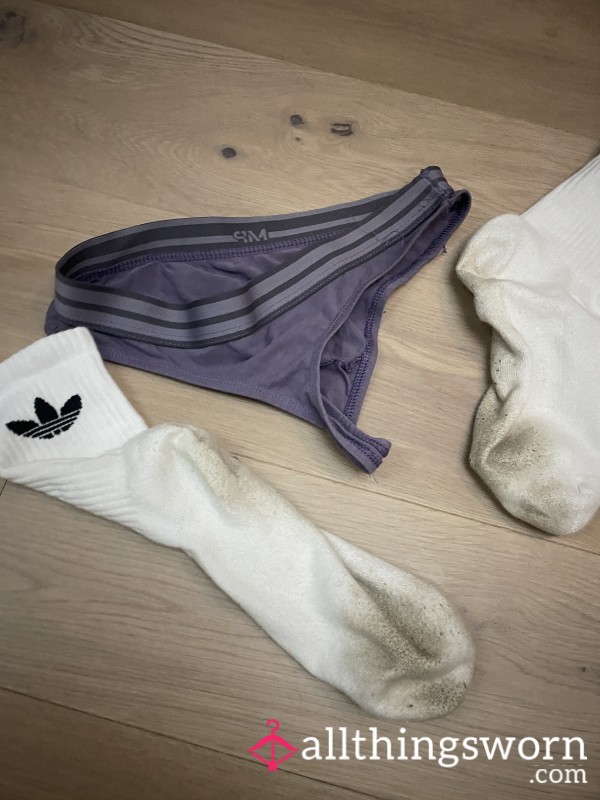 USED SOCKS AN THONY OF GIRLFRIEND – GYM WORN – DIRTY SOCKS
