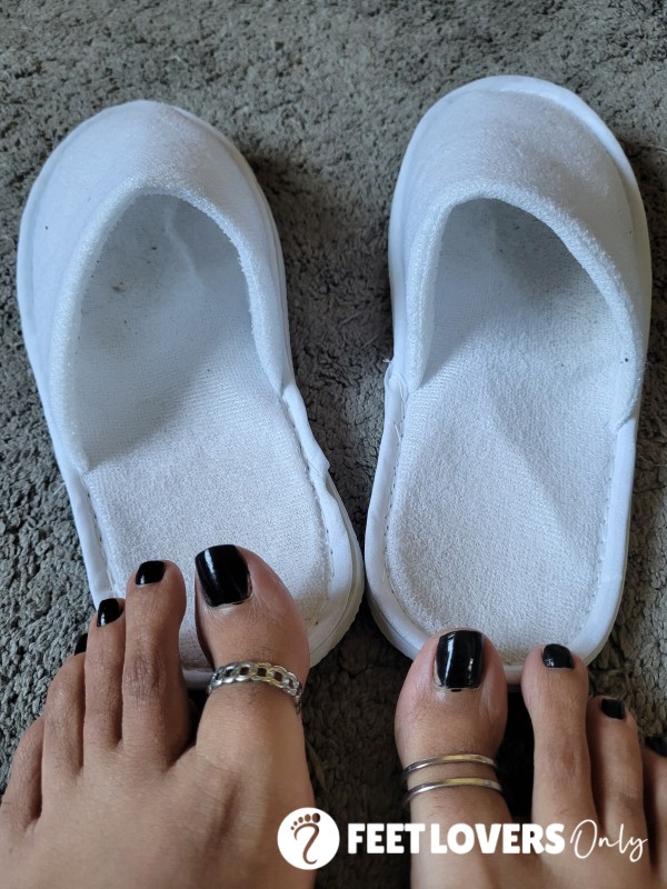Used Spa Day Slippers With Indents Of My Beautifully Ma**aged Feet