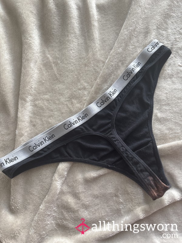 Used & Stained Calvin Klein Black Thong Size 12 Uk Women’s