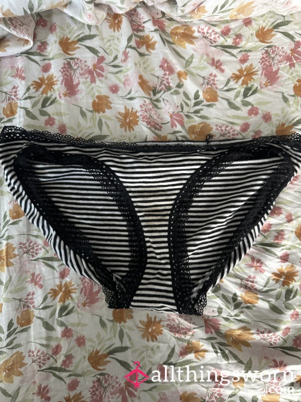 Used & Stained Striped Cheeky Panties