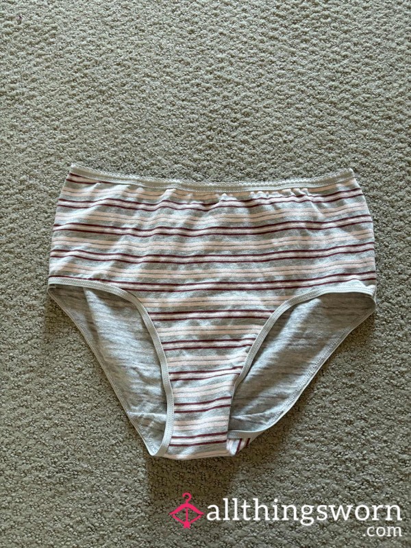 Used Striped Full Back Panties