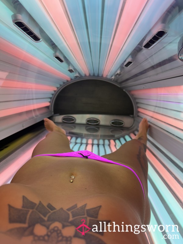 Used Sweaty, Wet Sunbed G String
