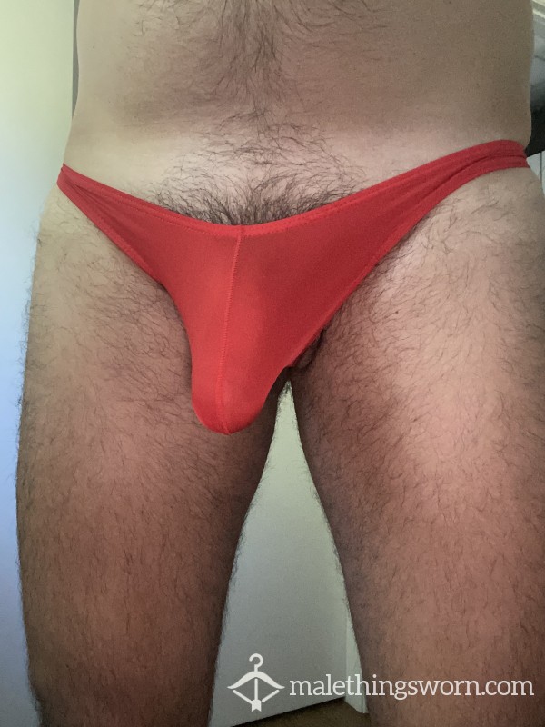 Used Thong With Uncut C*ck - Red