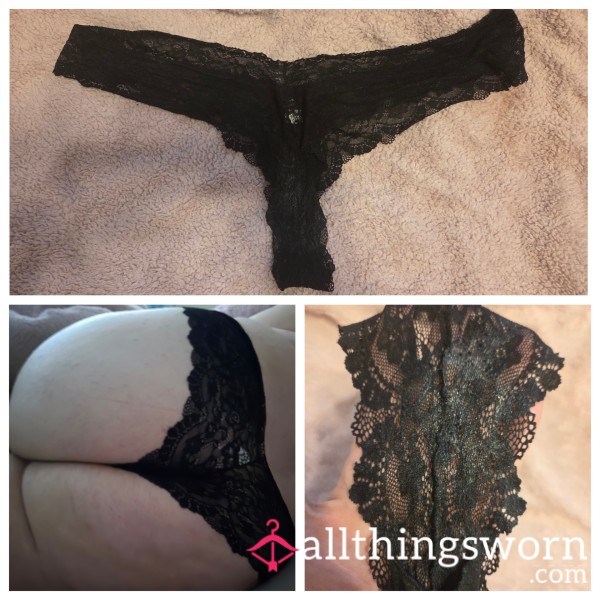 Used & Wet Black, Lacy Panties