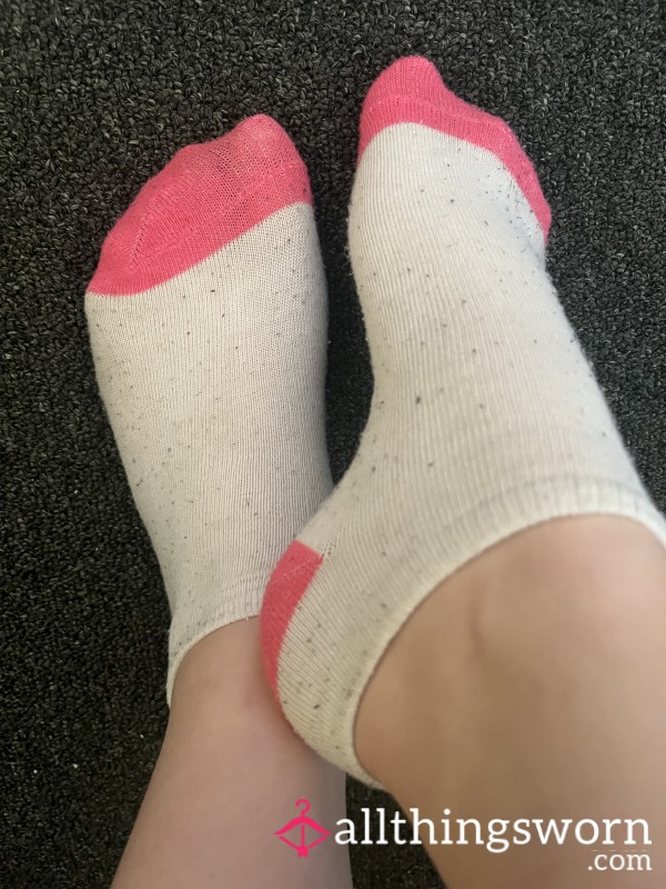 Used White And Pink Socks