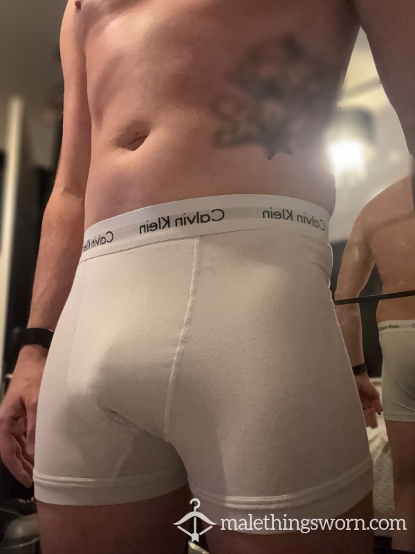 Used White Calvin Boxers
