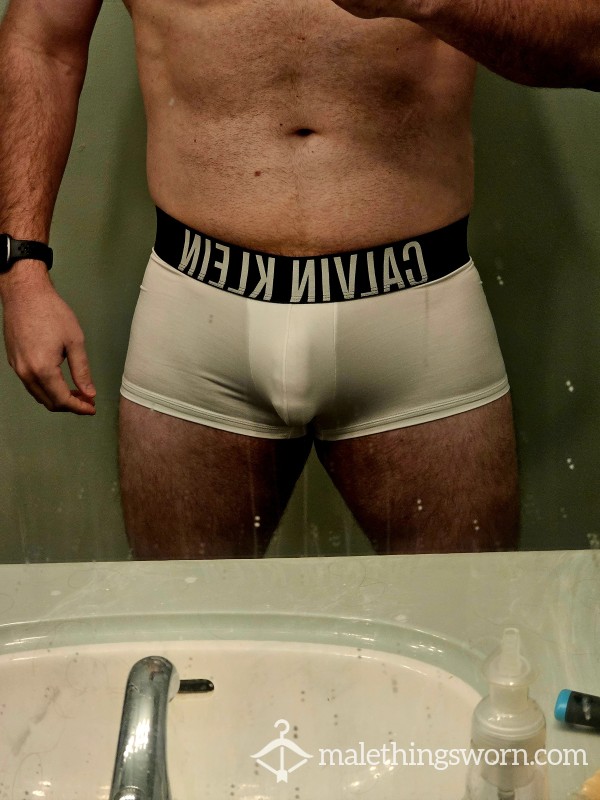 Used White Calvin Klein Boxer Briefs (L)