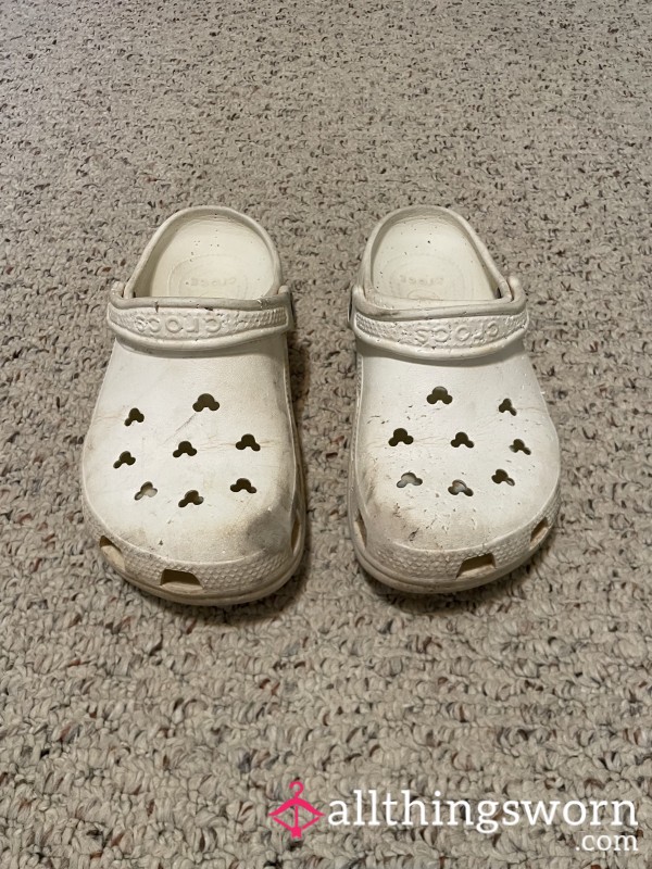 Used White Crocs With Disney Detail