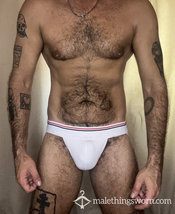 Used White Jockmail Jocstrap