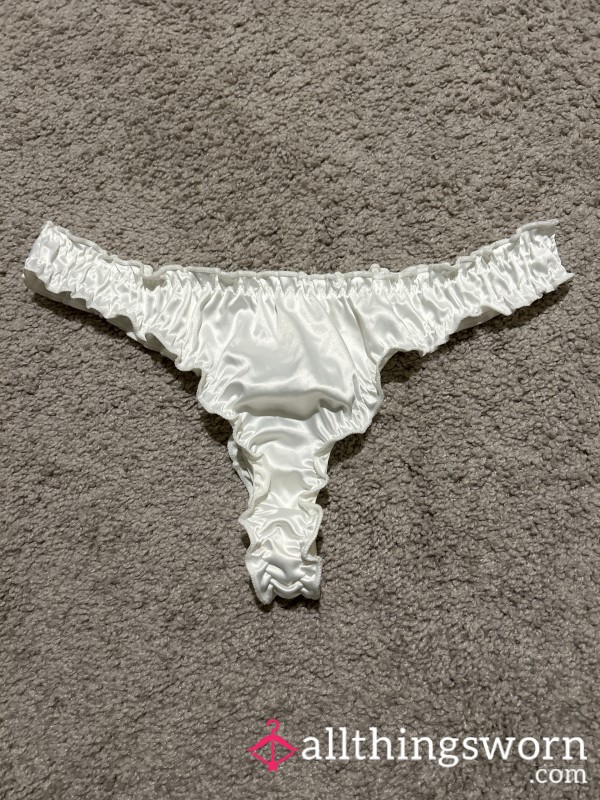 Used White Ruffle Thong