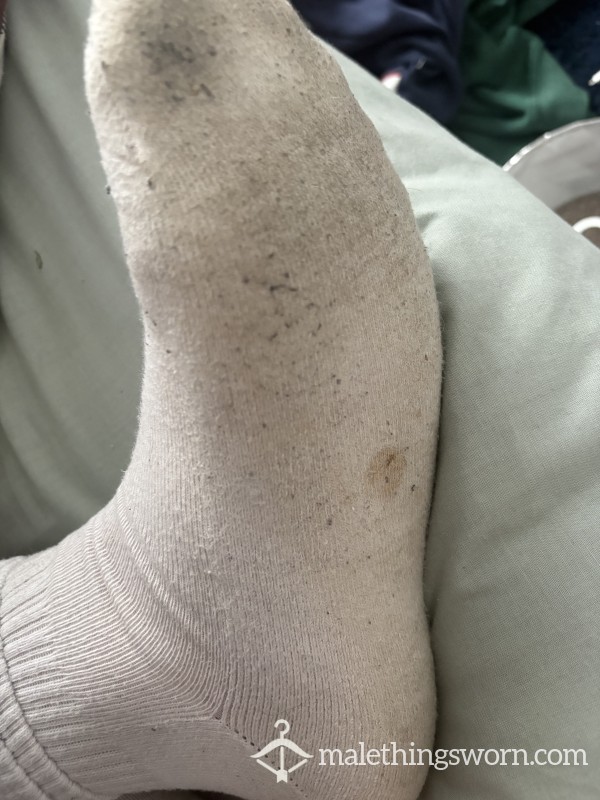 Used White Socks, Worn Multiple Days And For Rugby Training