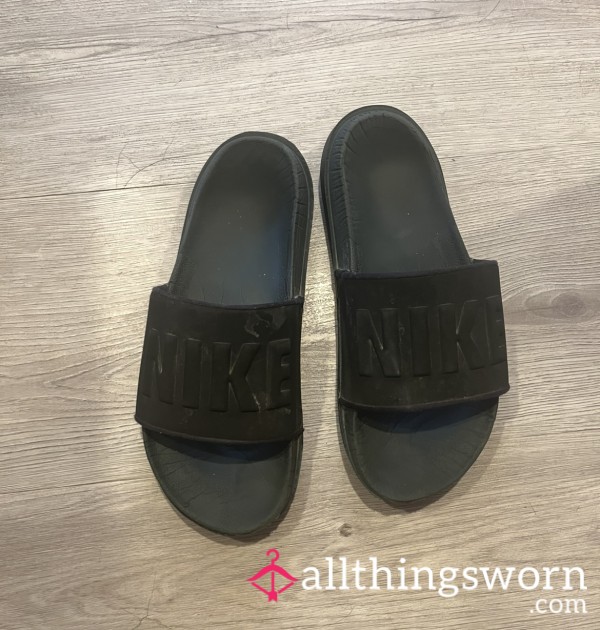 Used/Worn Black Nike Slides - Very Sweaty/Stinky Feet