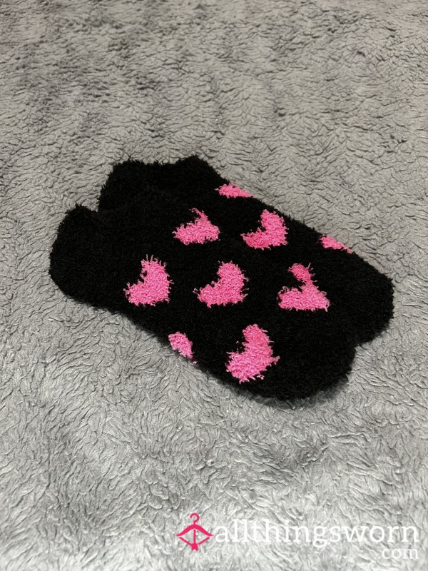 Valentine Hearts Fuzzy Slipper Ankle Socks