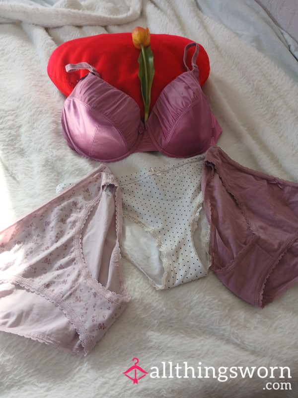 Valentines Bundle Of Cotton Soft Panties And Satin Bra X