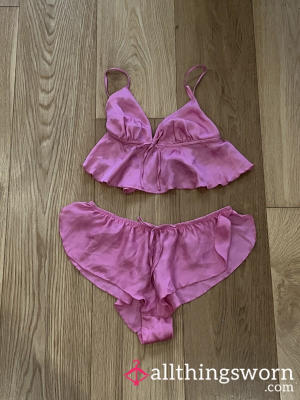 Valentines Pink Bra And Panties Lingerie Set