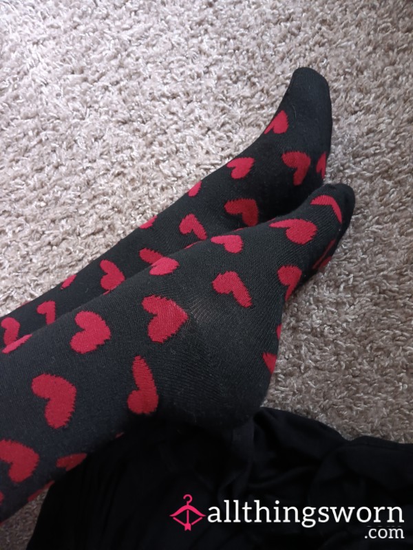 Valentine's Socks Black And Red Hearts ❤️