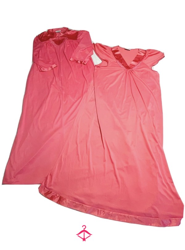 Vanity Fair Long Sleep 2 Piece Set Slip & Robe Cor*l Pink Women’s Large Vintage