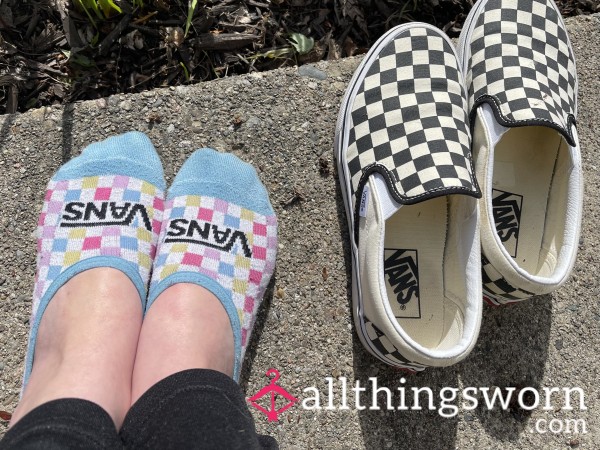 VANS Blue Checkered No Show Socks