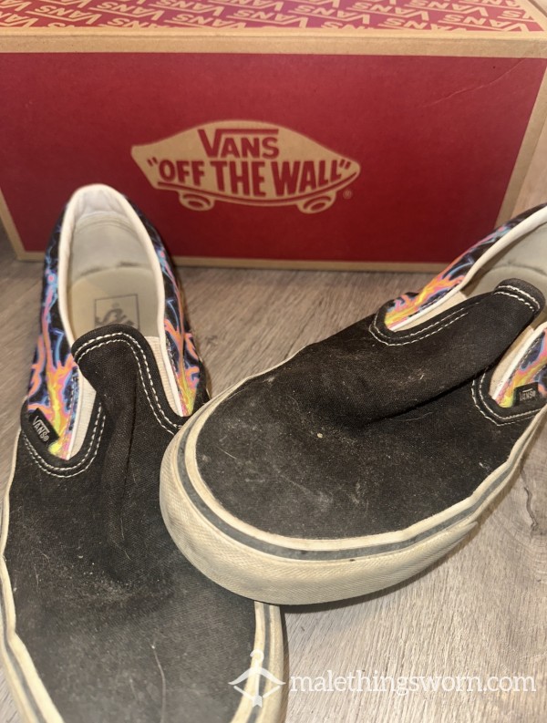 👟STINKING KITCHEN SHOES! 🤢 - VANS Cla**ic Slip-O (Flames) 🔥