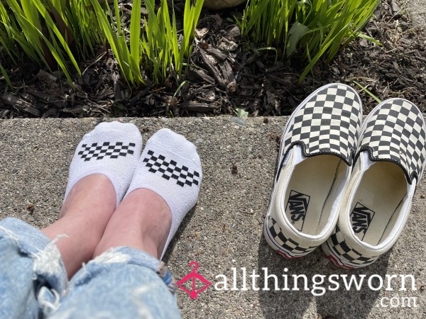 VANS White/Black Checkered No Show Socks
