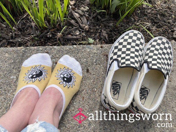 VANS Yellow/Black Sun Design No Show Socks