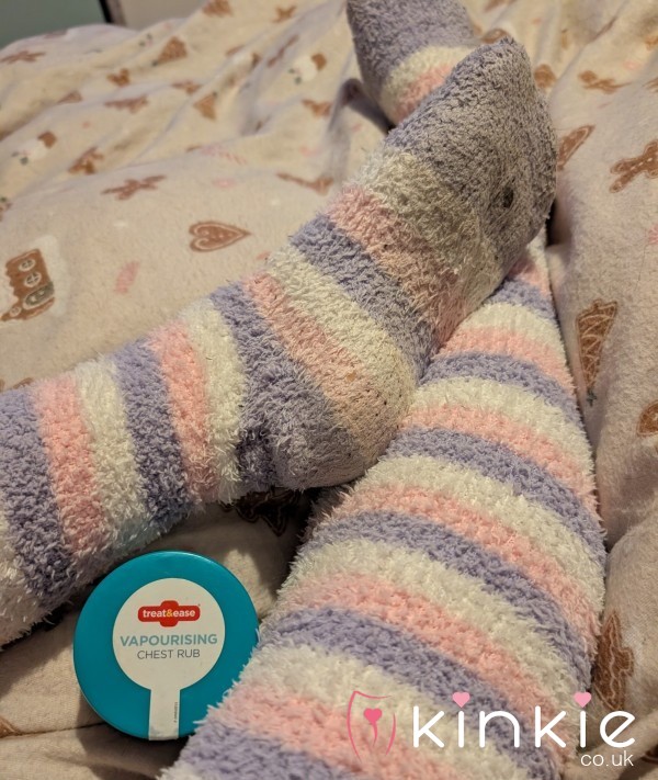 Vapour Rub- Scented- Over Knee Fluffy Bed Socks- Dirty And Scented With Bratty Illness