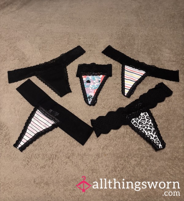 Variety Of Black Lace Thongs