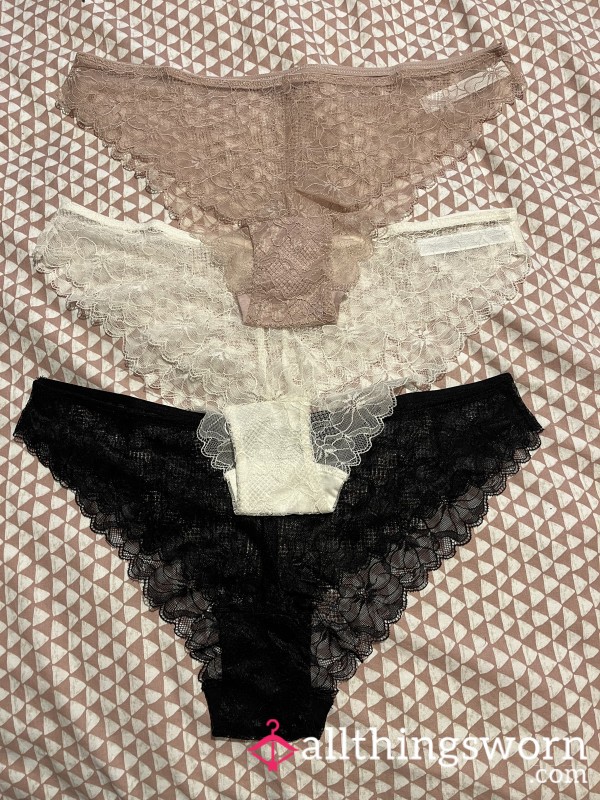 BLACK PAIR SOLD! Various Colours Of Brazilian Cut Panties. £15 Per Pair. 24 Hour Wear As Standard With The Option Of Extra Days For £5 Pd