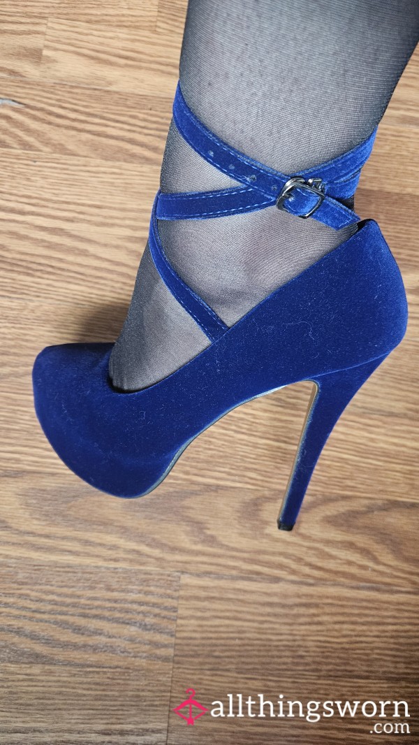 Velvet Lace Up Platform Heels