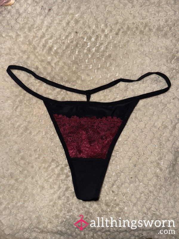 Velvet Red And Black G-string