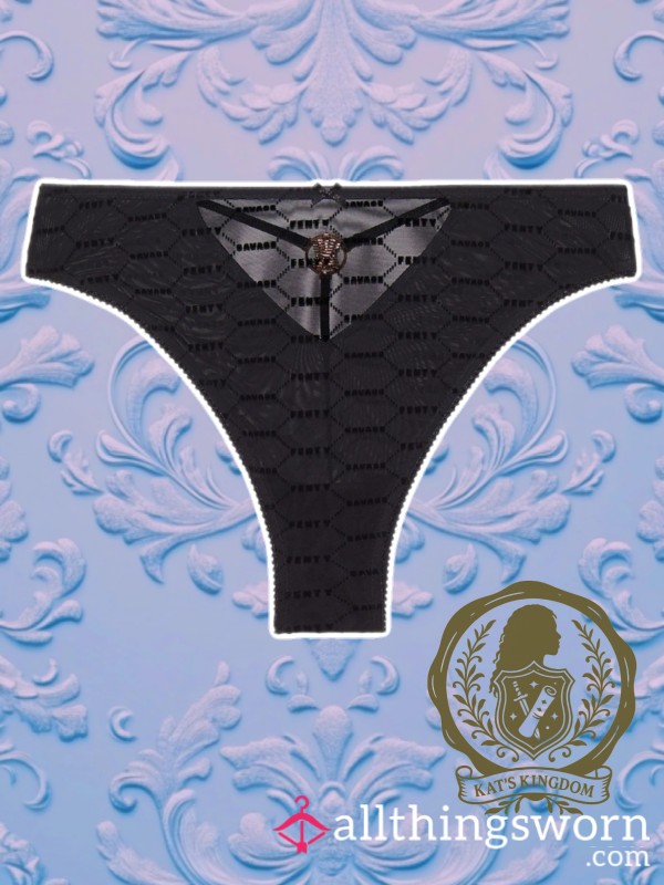 Velvet Vice 🖤 | Savage X Fenty Flocked Logo Brazilian Panty