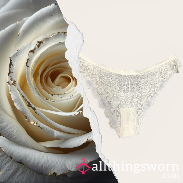 Ivory Heat ⋆ Well Worn Lace Panties ⋆  Cotton Gusset 24 Hour Worn ⋆ Warm Natural Scent