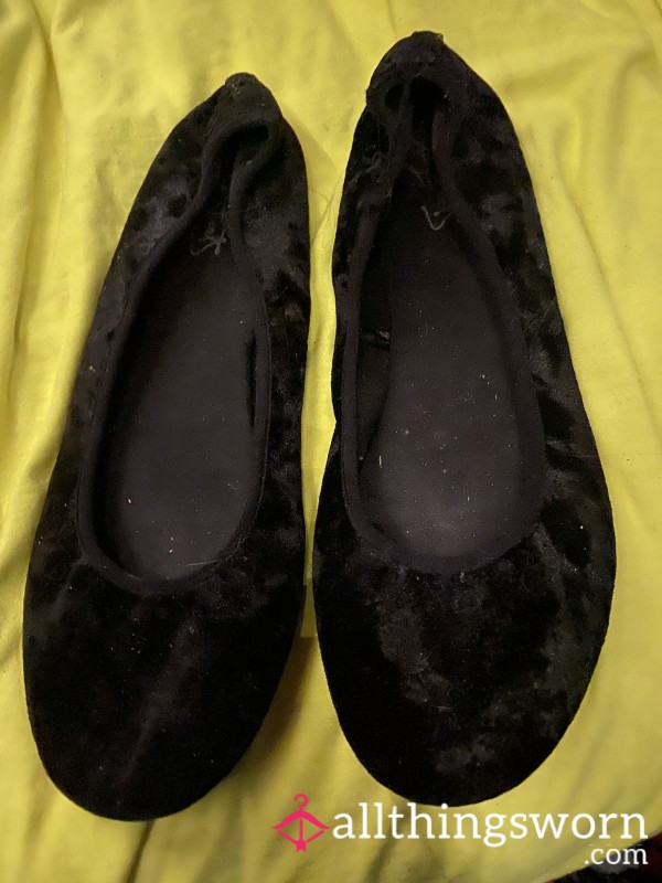 Velvety Black Flats