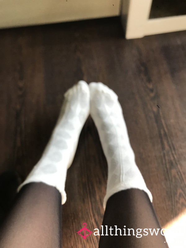 Worn White Lace Socks – Soft & Sweet