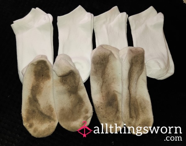 Very Cute White Dirty Socks With Toe Prints 😀