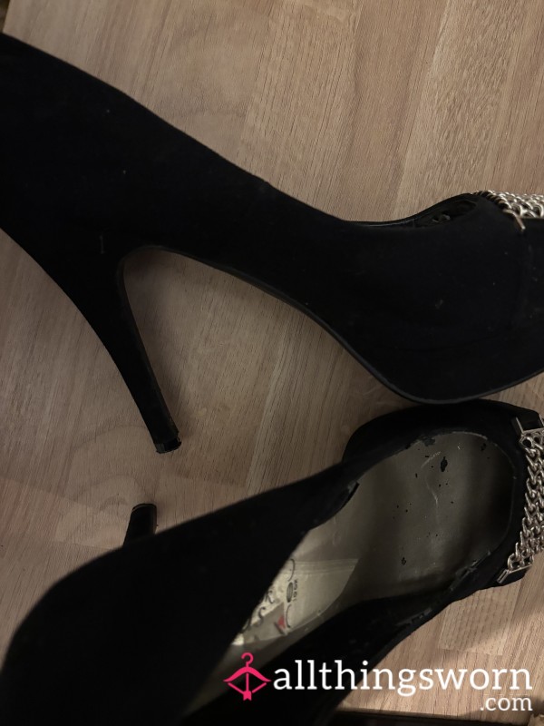 Very Dirty And Worn Black Stiletto High Heels😈