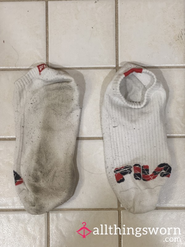 🔥 VERY DIRTY WORN FILA ANKLE SOCKS – HEAVILY USED 🔥