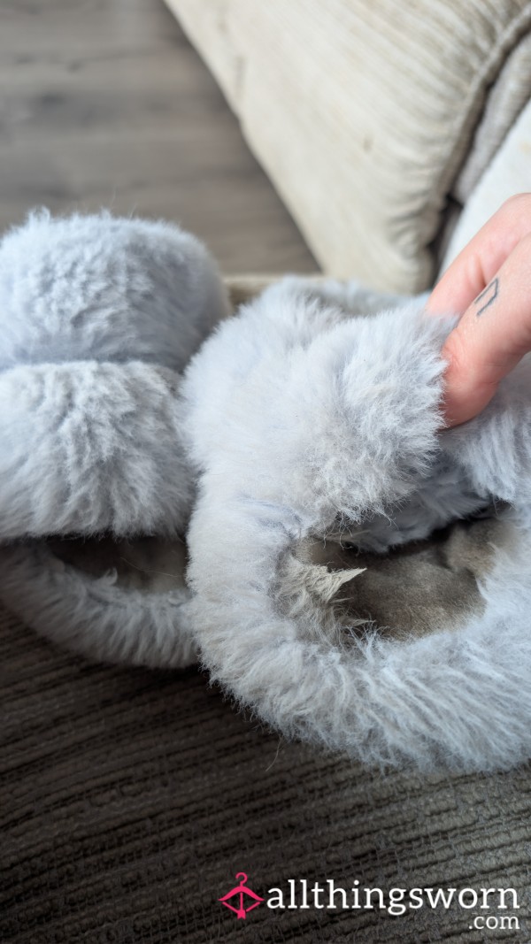 Very Old And Dirty Purple Fluffy Slippers