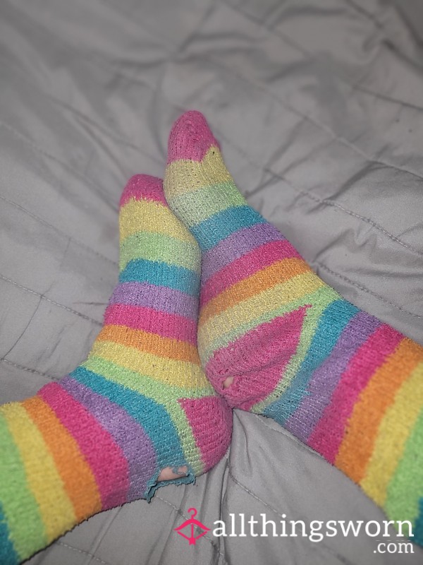 Very Old And Well-worn Colourful Socks