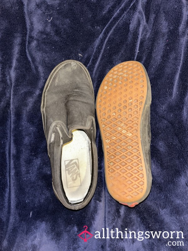 Very Old And Worn Slip On Black Vans