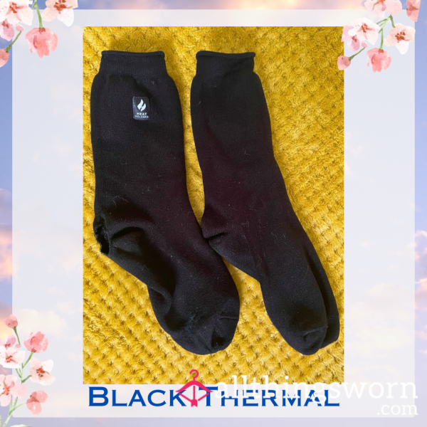 Very Old Black Thermal Socks With Holes In 🌑 2 Day Wear + 1 Workout Included - £15 😈 Longer Wears And International Shipping Available 🌍