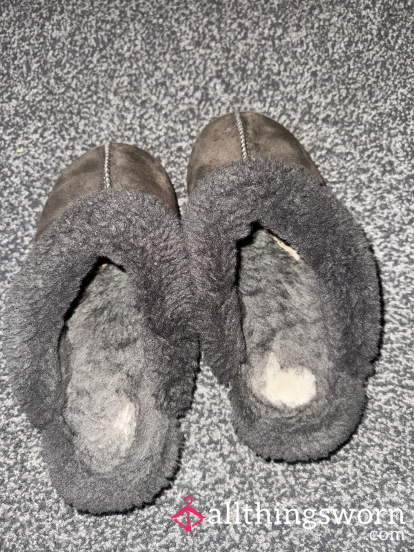 Very Old Grey Fluffy Slippers
