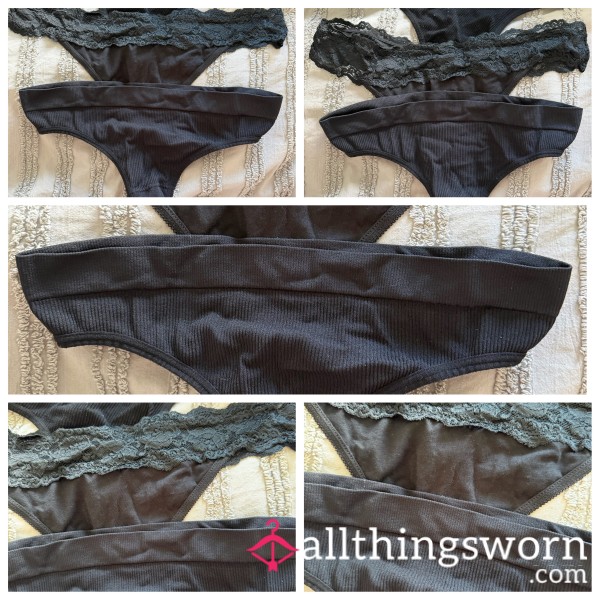 Very Old, Well Loved, Well Worn Black Thongs 🖤 3 Available ✨