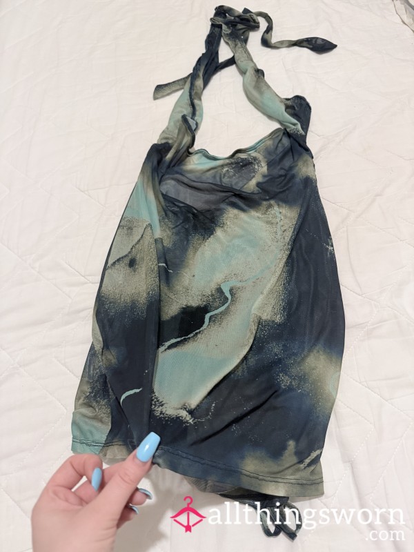 Very S**y Mesh Halter Neck Design - Green And Vibrant