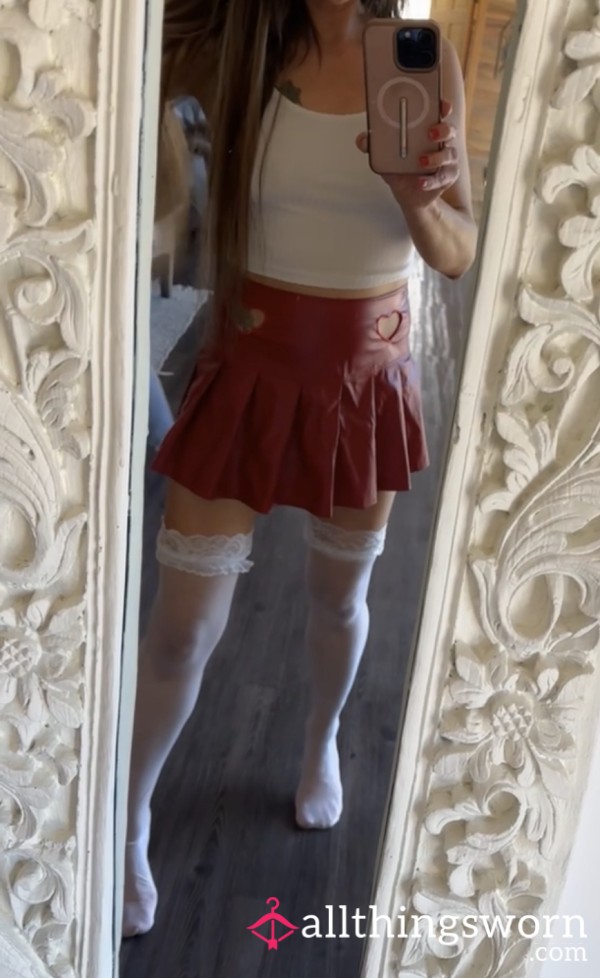 Very S**Y Worn Red PVC/leather Skirt 💯😘💋💕