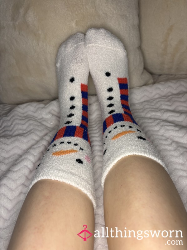 Very Soft White Snowman Socks