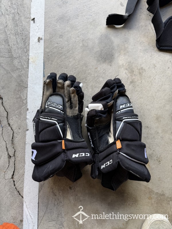 Very Used Hockey Gloves