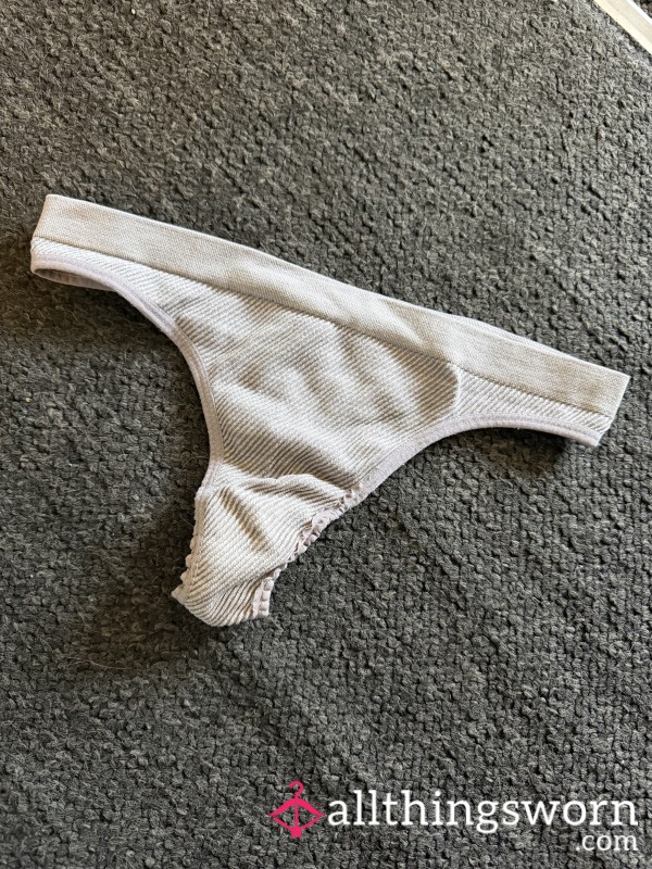 Very Well Worn Grey Ribbed Thong