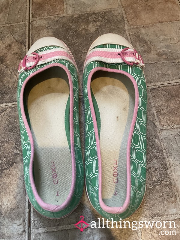 Very Well Worn And Very Smelly Cute Pink And Green Pumps