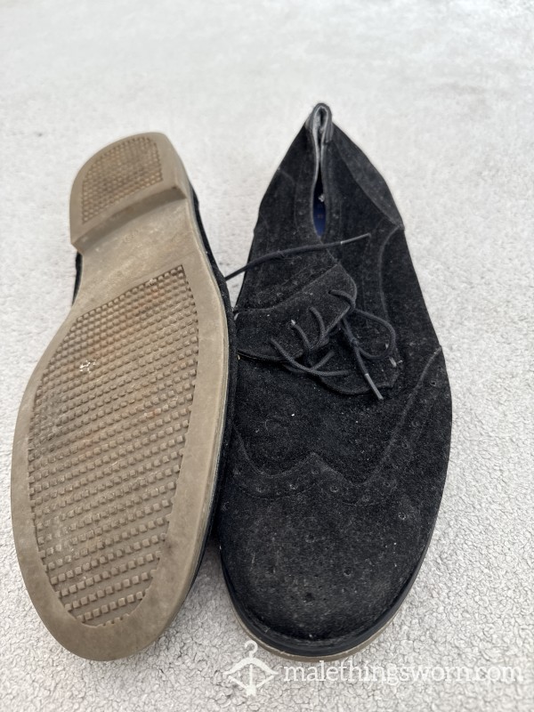 Very Well Worn Black Suede Shoes